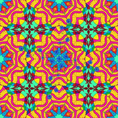 Zentangle soyut çiçek. Şirin kumaş deseni. Bahar Tema Dikişsiz desen arka plan rengi. Doodle çiçek. Vektör çizim. Düz çiçek öğeleri tasarım.