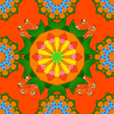 Etnik Mandala süsü. Vektör Henna dövme stili. Kızılderili desenli desenli desenli şal deseni. Tekstil, tebrik kartı, boyama kitabı, telefon kılıfı baskısı için kullanılabilir.