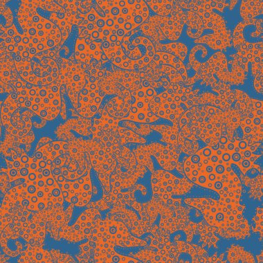 Turuncu, mavi ve kahverengi zemin üzerine deniz atı. Tigertail deniz atı kesme. Vektör çizim. Sorunsuz. Yüzey dokuları, duvar kağıtları, web sayfası arka planlar, Tekstil için mükemmel.