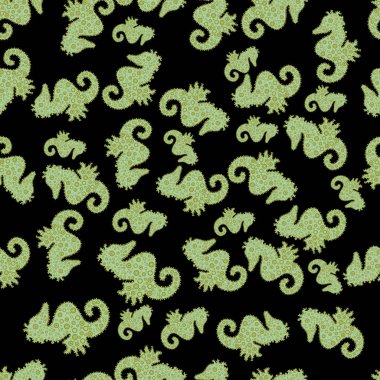 Suluboya resim. Dikişsiz desen nazik, siyah, tarafsız ve yeşil renkler bahar. Vektör çizim.