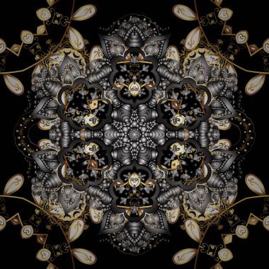 Patina. Klasik tarzda mobilya. Siyah, gri ve kahverengi renkleri altın elemanları ile desen. Lüks mobilya. Sorunsuz öğe oymacılığı. Oyma. Siyah, gri ve kahverengi zemin altın trim ile