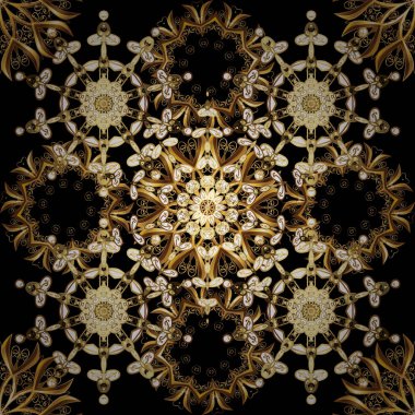 Vektör çiçek süsleme ile seamless modeli. Duvar kağıdı illüstrasyon. Vintage tasarım öğesi Doğu tarzı. Siyah, kahverengi renkler üzerinde geleneksel Arapça dekor. Süs dantel oyma.