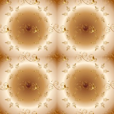 Geleneksel dekor bej, kahverengi renkler. Vektör çiçek süsleme ile seamless modeli. Vintage tasarım öğesi Doğu tarzı. Süslü illüstrasyon duvar kağıdı için. Süs dantel oyma.