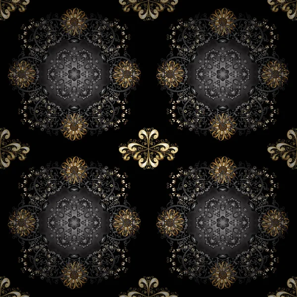 Золотий Контур Квіткового Декору Векторна Ілюстрація Запрошень Карт Веб Сторінки — стоковий вектор
