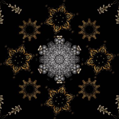 Siyah, gri ve kahverengi renkleri altın elemanları ile Seamless modeli. Klasik vintage arka plan. Geleneksel şark süsleme. Klasik vektör altın seamless modeli.