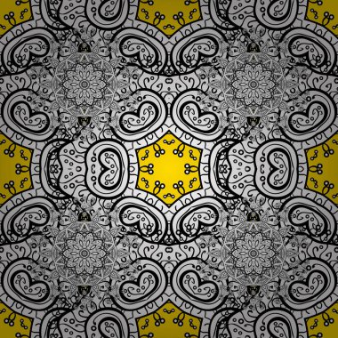 Vektör geometrik daire öğeleri. Renkli Mandala. Yuvarlak süsleme desen beyaz, siyah ve sarı renkler. Islam ' ın manevi ve ritüel sembolü Arapça, Hint dinler. Oryantal motifleri.