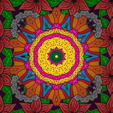 Vektör deseni. Süslü kumaş deseni. Çiçekli, suluboya desenli kusursuz çiçek deseni.