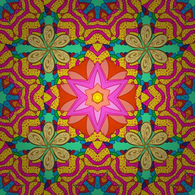 Vektör Henna dövme stili. Kızılderili desenli desenli desenli şal deseni. Etnik Mandala süsü. Tekstil, tebrik kartı, boyama kitabı, telefon kılıfı baskısı için kullanılabilir.