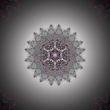 Gri, tarafsız ve siyah renkler renkli tasarım soyut mandala kutsal geometri illüstrasyon vektör.