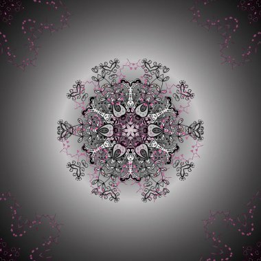 Davetiye, karalama defteri, afiş, kartpostal, dövme, yoga, boho, büyü, halı. İzole dekoratif vektör süslü renkli mandala simge için kart Mandala bir gri nötr, renkli, siyah renk.