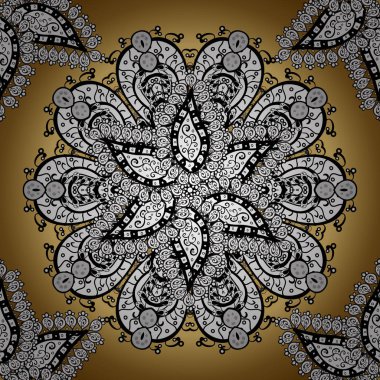 Beyaz, siyah ve sarı renkler üzerinde parlayan yıldız simgesiyle renkli vektör kutsal geometri yuvarlak. Logo, oyun, kapağı için kart tasarımı.