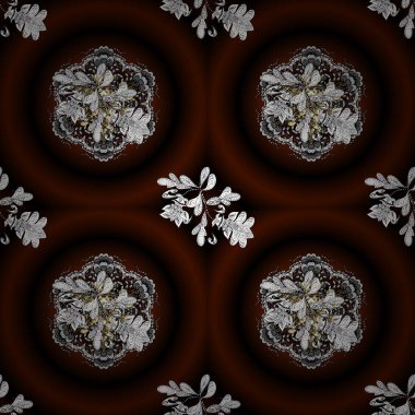 Mandala üzerinde kahverengi, siyah ve beyaz renkler renkli. Davetiye. Vektör vintage desen.