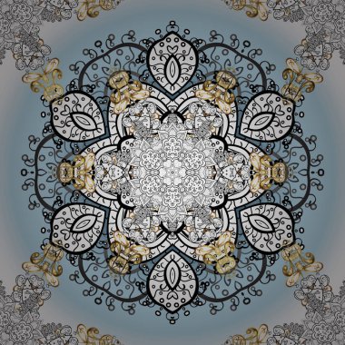 Vektör çizim. Oryantal vektör Klasik tarafsız, beyaz ve siyah ve altın desen. Süs arka plan.