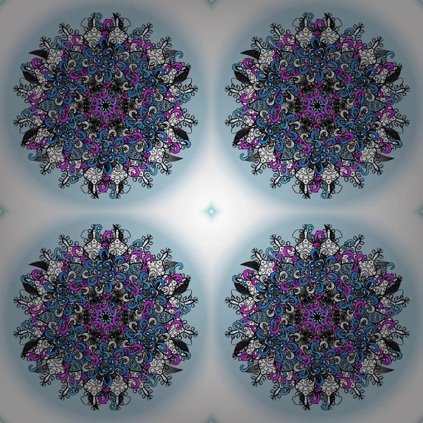 Modèle Vectoriel Abstrait Mandala Coloré Dessiné Main Sur Des Couleurs — Image vectorielle