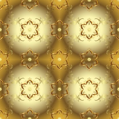 Paisleys zarif çiçek vektör süs arka plan duvar kağıdı illüstrasyon vintage şık güzel modern 3d çizgi sanat altın ve kahverengi, sarı desenli çiçek yaprakları ve süs eşyaları.