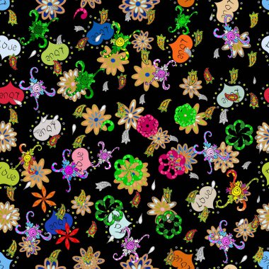 Kağıt vektör illüstrasyon kaydırma için soyut desen. Sorunsuz kroki güzel arka plan. Doodles'ın siyah, turuncu ve yeşil renkler.