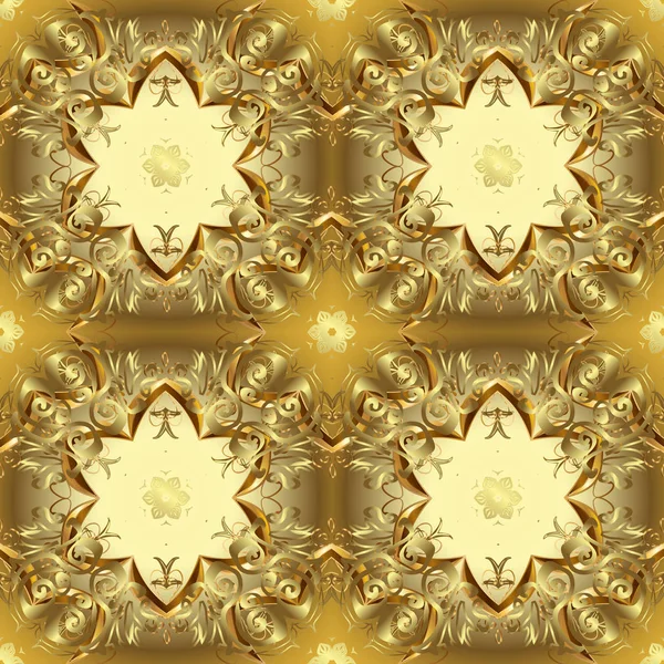Стильный Графический Узор Золотые Элементы Коричневом Желтом Нейтральном Цветах Барокко — стоковый вектор