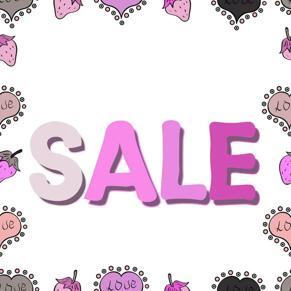 Cute Sale Banner Seamless Picture White Pink Neutral Colors Vector — Stock Vector