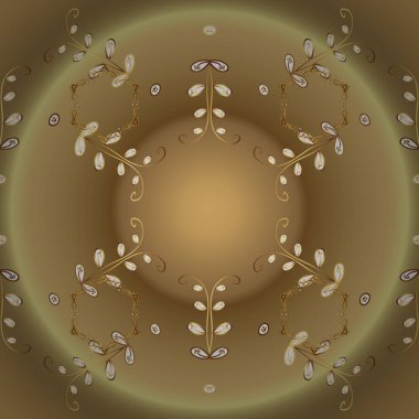 Süs kraliyet lüks altın Barok damasko vintage. Altın antika çiçek Ortaçağ dekoratif, yaprakları ve altın desen süsler bej, tarafsız ve kahverengi renkleri ile vektör dekoratif desen.