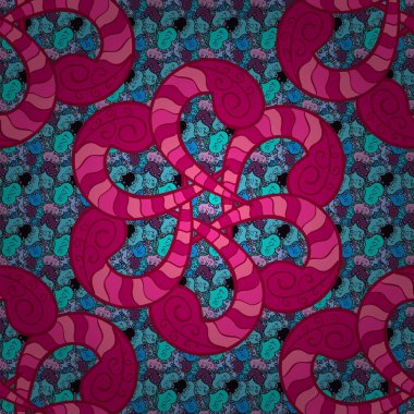 Davetiye, karalama defteri, afiş, kartpostal, yoga, boho, sihirli, halı, karo veya dantel. Dekoratif vektör süslü mandala kartı, Mandala bir mavi, pembe, kırmızı renk renkli renkli.