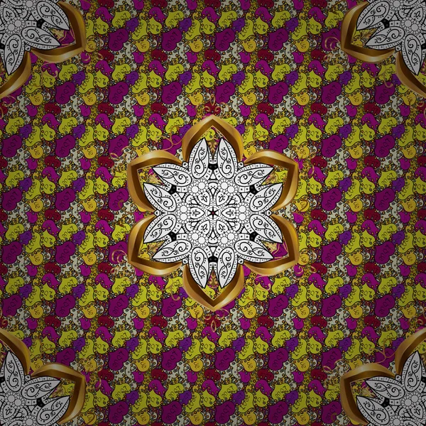 Geometría Sagrada Vectorial Símbolo Color Redondo Con Estrellas Brillantes Amarillo — Vector de stock