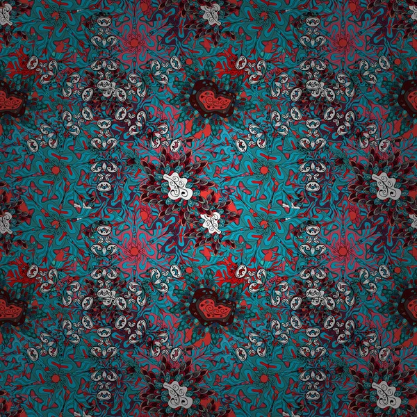 Векторный Эскиз Цветной Мандалы Голубом Черном Розовом Традиционный Индийский Стиль — стоковый вектор
