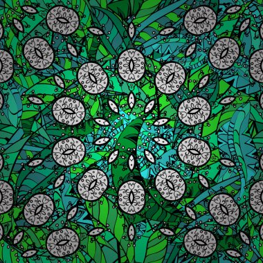 Boho tarzı çiçek. Mandala tasarım, baskı kumaş veya yetkin ve daha fazlası için en iyi döşenmiş. Siyah, yeşil ve beyaz renkler. Vektör Mandala.