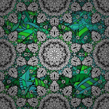 El ile zarif öğe bir siyah, beyaz ve yeşil renkler çizimi. Vektör çizim.