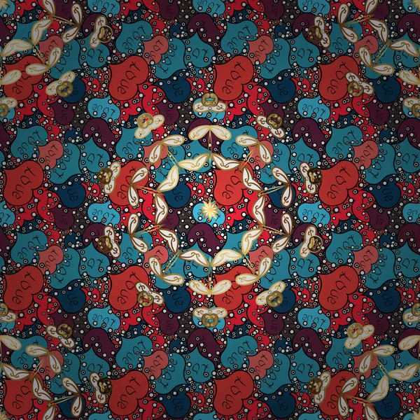 Ornement Rond Mandala Couleur Islamique Sur Les Couleurs Bleu Noir — Image vectorielle