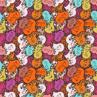 Turuncu, siyah ve tarafsız vektör çizim. Dikişsiz aşk kumaş desen arka planı için.