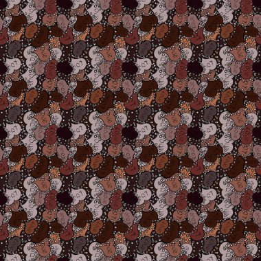 Sanat için arka plan dokusu. Elle çizilmiş illüstrasyon karikatür tarzı kahverengi, siyah ve bej renkler. Şirin yazı hat metin ve kalpleri, zarflar, kesintisiz aşk desenle doodles. Vektör