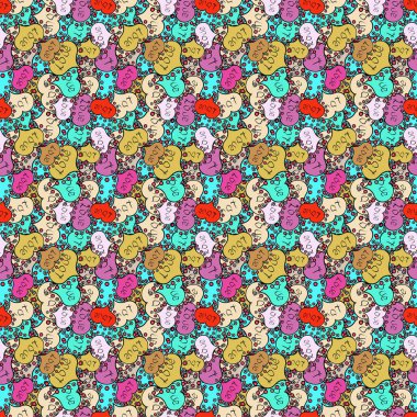 Vektör. Seviyorum. Hipster funky tarzı doku üzerinde mavi ve bej renklerini boyalı. Poster tekstıl farklı harflerle. Valentine': s gün baskı, Dikişsiz el el sanatları etkileyici mürekkep tipografi desen.