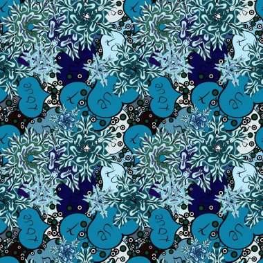 Retro 80'ler içinde etnik yürekleri Dikişsiz desen kumaş baskı, kağıt baskı ve Web sitesi için zemin tarzı. Sevgililer günü. Mavi, tarafsız ve siyah vektör çizim.