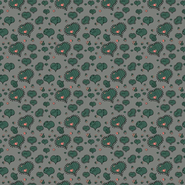 Ткань Бесшовной Любви Узор Фона Серый Зеленый Черный Синий Розовый — стоковый вектор