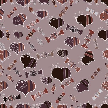 Vektör çizim. Tasarım. Tekstil grafik t gömlek gri, kahverengi ve beyaz renkleri yazdırma. Sorunsuz tüm ihtiyacın alıntı yürekleri aşktır.