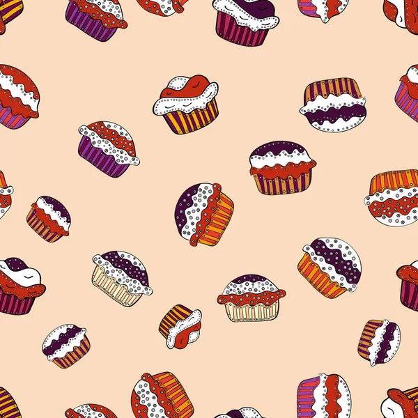 Pour Conception Affiches Alimentaires Gâteau Sans Couture Modèle Anniversaire Lumineux — Image vectorielle