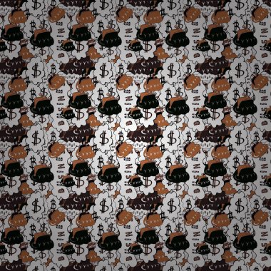 Seamless modeli iş desen. Vektör çizim. Simge altın sikke doları. Finans Model beyaz, siyah ve kahverengi zemin üzerine. Amerikan Doları para birimleri kralı.