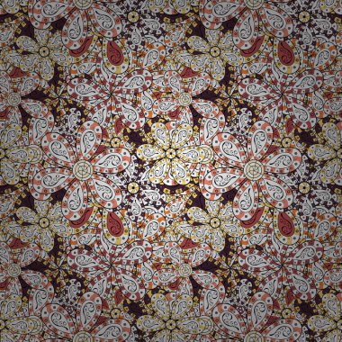 Vektör sorunsuz sevimli çiçek deseni. Çiçekler beyaz, siyah ve turuncu renkler. Bahar yaz saati. Nazik romantik yazdır. Tatil ruh hali.