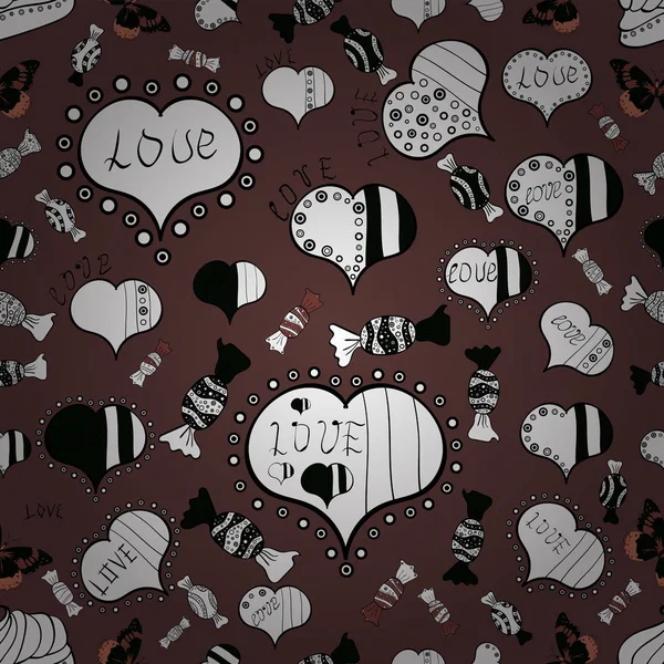 Čmáranice Kudrlinky Láska Bezproblémové Happy Valentines Den Designovými Detaily Svatby — Stockový vektor