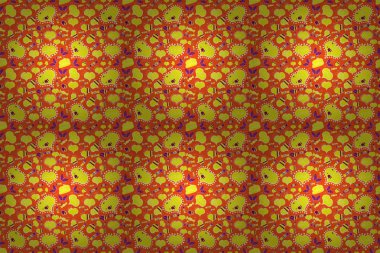 Turuncu, sarı ve beyaz sorunsuz kalp desen. Kaydırma için şablon. Tipografi yazı poster. Yinelenen doku. Sevgililer günü. Raster illüstrasyon.