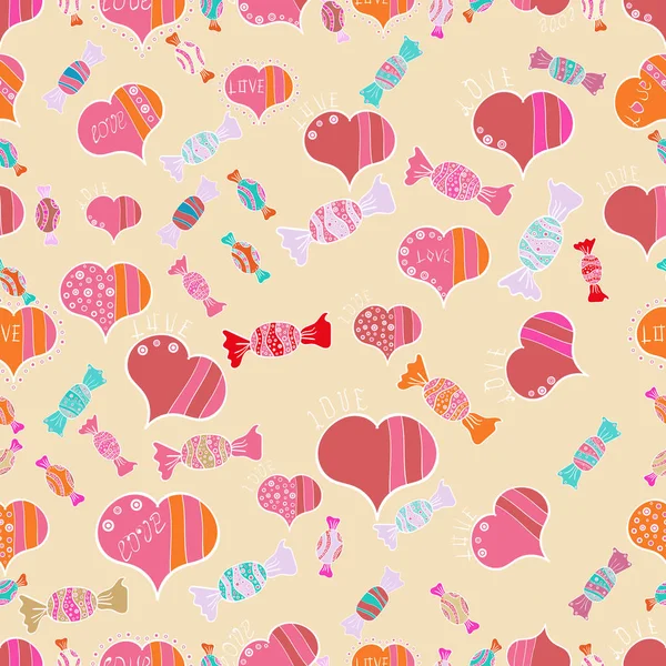 Love Wedding Valentines Day Design Seamless Vector Background Beige Pink — Stock Vector