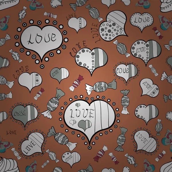 Papier Emballage Seamless Love Doodle Romantique Vecteur Fond Avec Des — Image vectorielle