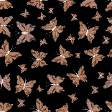 Siyah, kahverengi ve bej renkler resimlerde. Güzel kelebek vektör desen illüstrasyon tasarımı.