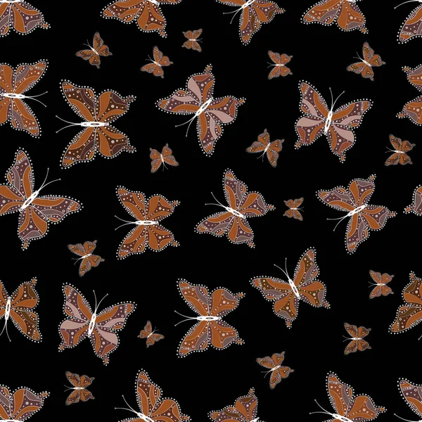 Fantasy Szép Ábra Képek Fekete Barna Fehér Színben Gyönyörű Pillangók — Stock Vector