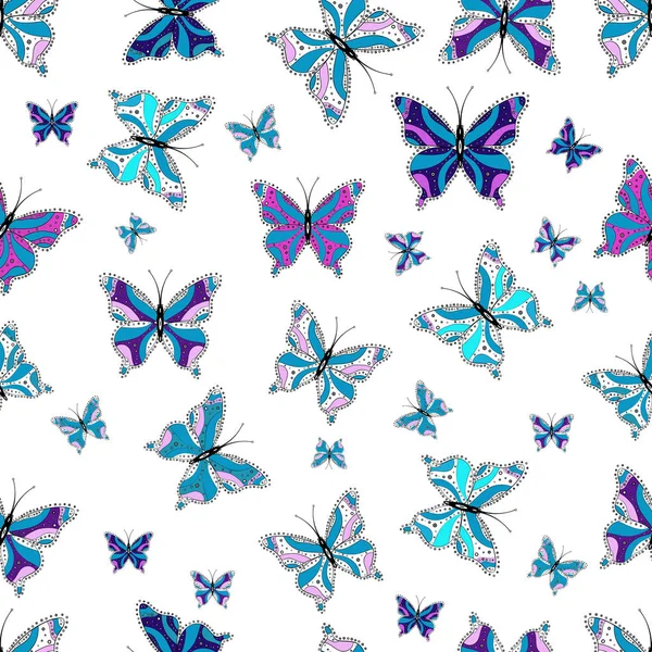 Colorida Mariposa Linda Ilustración Vectorial Imágenes Colores Negro Blanco Azul — Vector de stock