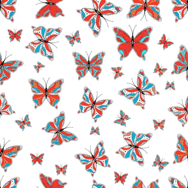 Motif Fond Sans Couture Avec Sarcelle Tendre Papillons Aquarelle Abstraits — Image vectorielle