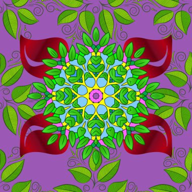 Renkli yeşillik. Vektör çizim. Seamless.Falling sonbahar ve yaz bırakır doğal arka plan.