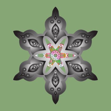 Vektör çizimi. El yapımı stres önleyici kar tanesi. Yetişkin sanat terapisi için kış boyama sayfaları. Kapak, poster, tişört ya da dövme için şablon.