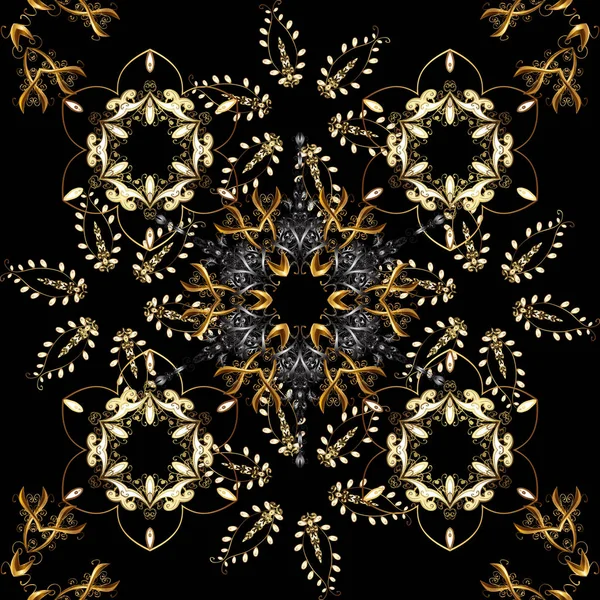 Elemento Estilo Oriental Elemento Dorado Sobre Colores Negro Marrón Beige — Archivo Imágenes Vectoriales