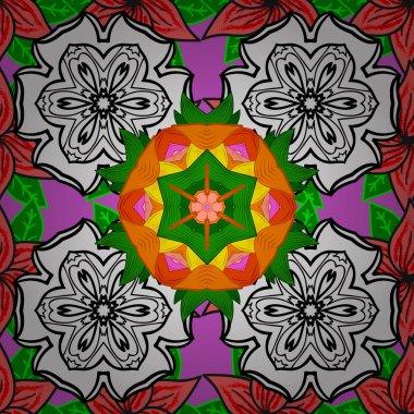 Renkli mandala davetle. Düğün kartı illüstrasyon vektör desen. Beyaz, siyah ve yeşil renkler Vintage dekoratif öğe.